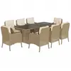 vidaXL Ensemble à manger de jardin et coussins 9 pcs beige Poly rotin