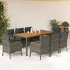 vidaXL Ensemble à manger de jardin 9 pcs coussins gris résine tressée