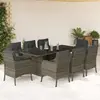 vidaXL Ensemble à manger de jardin 9 pcs coussins gris résine tressée