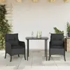 vidaXL Ensemble à manger de jardin avec coussins 3 pcs Noir