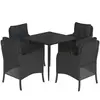 vidaXL Ensemble à manger de jardin coussins 5pcs Noir Résine tressée