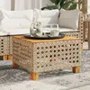 vidaXL Table de jardin beige 55x55x36 cm résine tressée et bois acacia