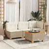 vidaXL Table de jardin beige 55x55x36 cm résine tressée et bois acacia