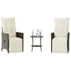 vidaXL Ensemble de bistro 3 pcs avec coussins marron résine tressée