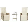 vidaXL Ensemble de bistro 3 pcs avec coussins beige résine tressée