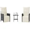 vidaXL Ensemble de bistro 3 pcs avec coussins noir résine tressée