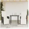 vidaXL Chaises inclinables de jardin lot de 2 et coussins noir rotin