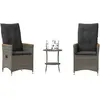 vidaXL Ensemble de bistro 3 pcs avec coussins gris résine tressée