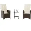 vidaXL Ensemble de bistro 3 pcs avec coussins marron résine tressée