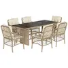 vidaXL Ensemble à manger de jardin et coussins 7 pcs beige poly rotin