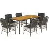 vidaXL Ensemble à manger de jardin et coussins 7 pcs gris rotin