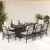 vidaXL Ensemble à manger de jardin 9pcs coussins noir résine tressée