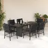 vidaXL Ensemble à manger de jardin coussins 7pcs Noir Résine tressée