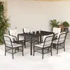 vidaXL Ensemble à manger de jardin coussins 7pcs Noir Résine tressée
