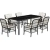 vidaXL Ensemble à manger de jardin coussins 7pcs Noir Résine tressée
