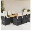 vidaXL Ensemble à manger de jardin 9pcs coussins noir résine tressée