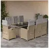 vidaXL Ensemble à manger de jardin et coussins 9 pcs beige Poly rotin