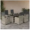 vidaXL Ensemble à manger de jardin et coussins 7 pcs gris clair rotin