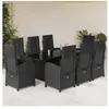 vidaXL Ensemble à manger de jardin 9pcs coussins noir résine tressée
