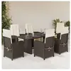 vidaXL Ensemble à manger de jardin et coussins 7 pcs marron rotin