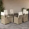 vidaXL Ensemble à manger de jardin et coussins 7 pcs beige poly rotin