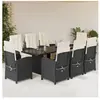 vidaXL Ensemble à manger de jardin 9pcs coussins noir résine tressée