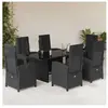 vidaXL Ensemble à manger de jardin coussins 7pcs Noir Résine tressée