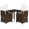 vidaXL Ensemble à manger de jardin 5 pcs et coussins marron poly rotin