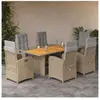 vidaXL Ensemble à manger de jardin et coussins 7 pcs beige poly rotin