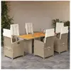 vidaXL Ensemble à manger de jardin et coussins 7 pcs beige poly rotin