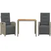 vidaXL Ensemble de bistro 3 pcs avec coussins gris résine tressée