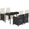 vidaXL Ensemble à manger de jardin coussins 5pcs Noir Résine tressée
