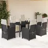 vidaXL Ensemble à manger de jardin coussins 7pcs Noir Résine tressée