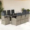 Vidaxl ensemble à manger de jardin 9 pcs coussins gris résine tressée