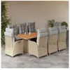 vidaXL Ensemble à manger de jardin et coussins 9 pcs mélange beige