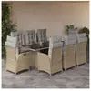 vidaXL Ensemble à manger de jardin et coussins 9 pcs mélange beige