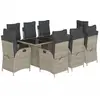 vidaXL Ensemble à manger de jardin et coussins 9 pcs gris clair rotin