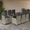 vidaXL Ensemble à manger de jardin et coussins 9 pcs gris clair rotin