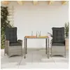 vidaXL Ensemble à manger de jardin 3 pcs coussins gris résine tressée