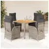 vidaXL Ensemble à manger de jardin 5 pcs coussins gris résine tressée