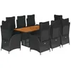 vidaXL Ensemble à manger de jardin 9pcs coussins noir résine tressée