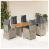 vidaXL Ensemble à manger de jardin et coussins 7 pcs gris rotin