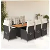 vidaXL Ensemble à manger de jardin 9pcs coussins noir résine tressée