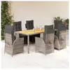vidaXL Ensemble à manger de jardin et coussins 7 pcs gris rotin