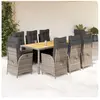 vidaXL Ensemble à manger de jardin 9 pcs coussins gris résine tressée