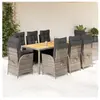 vidaXL Ensemble à manger de jardin 9 pcs coussins gris résine tressée