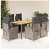 vidaXL Ensemble à manger de jardin et coussins 7 pcs gris rotin