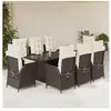 vidaXL Ensemble à manger de jardin et coussins 9 pcs marron poly rotin