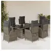 vidaXL Ensemble à manger de jardin et coussins 7 pcs gris rotin