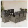 vidaXL Ensemble à manger de jardin 9 pcs coussins gris résine tressée